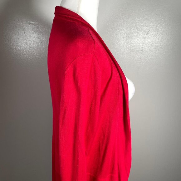 Premise Studio Red Shawl Neck Open Front 3/4 Sleeve Cardigan Sweater S - Picture 8 of 12